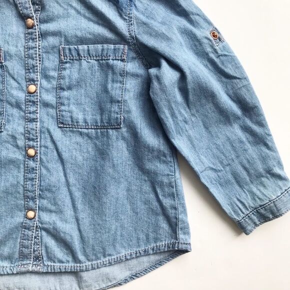Zara soft denim snap up shirt  EUC 9-12 months - Picture 4 of 5